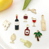 Alloy Cartoon Red Wine Bottle Coconut Tree Dripping Oil Pendant Jewelry Accessories