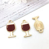 Alloy Cartoon Red Wine Bottle Coconut Tree Dripping Oil Pendant Jewelry Accessories