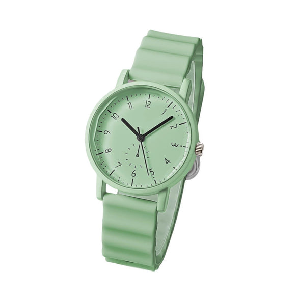 Alloy Case And Silicone Strap Round Student Quartz Watch With Wavy Design Leisure Style
