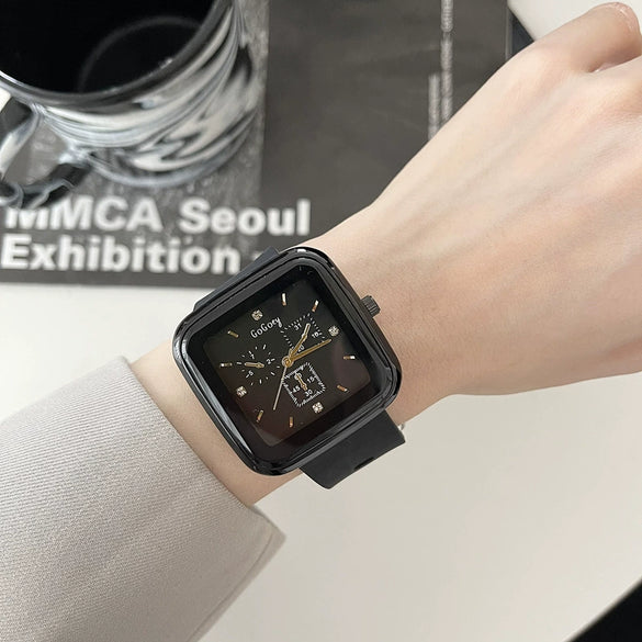 Alloy Case Casual Style Square Dial Quartz Watch For Teenagers And Middle School Students