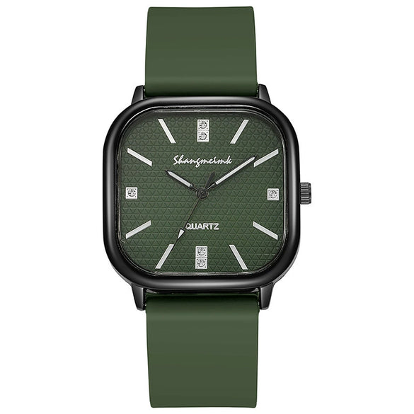 Alloy Case Silicone Strap Square Antique Electronic Quartz Unisex Watch