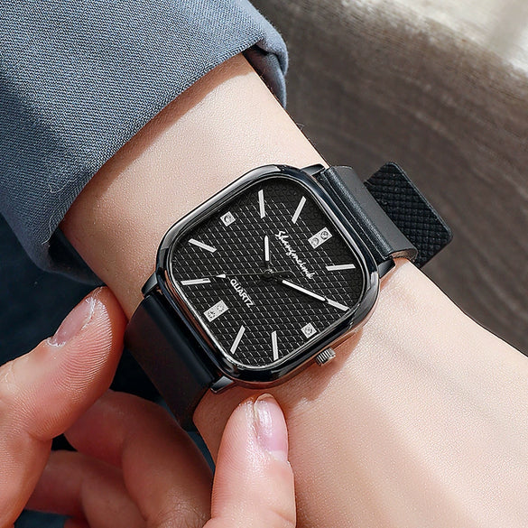 Alloy Case Silicone Strap Square Antique Electronic Quartz Unisex Watch