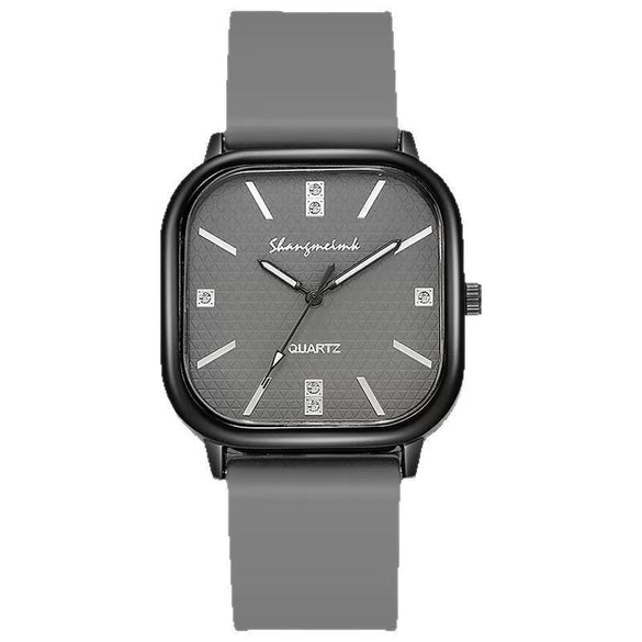 Alloy Case Silicone Strap Square Antique Electronic Quartz Unisex Watch