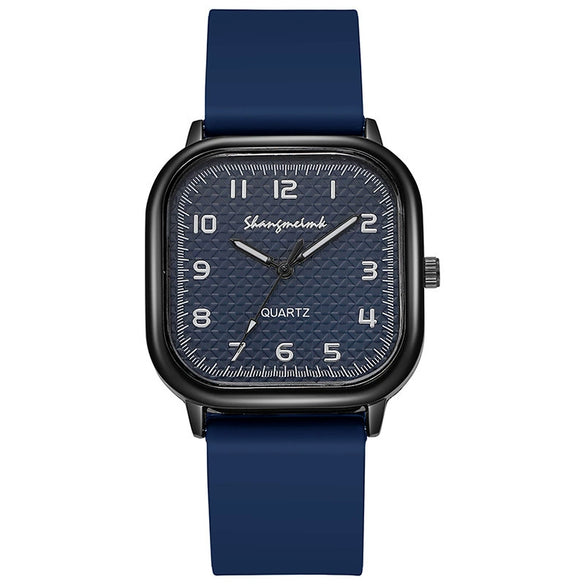 Alloy Case Silicone Strap Square Antique Ladies Quartz Watch