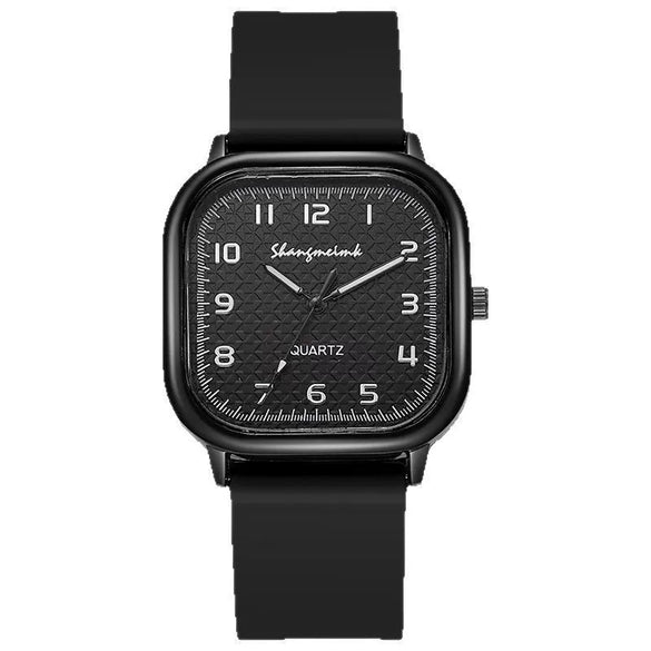 Alloy Case Silicone Strap Square Antique Ladies Quartz Watch