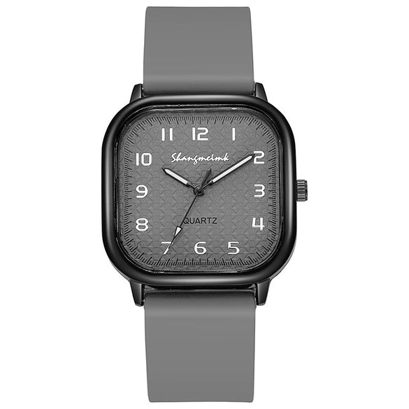 Alloy Case Silicone Strap Square Antique Ladies Quartz Watch