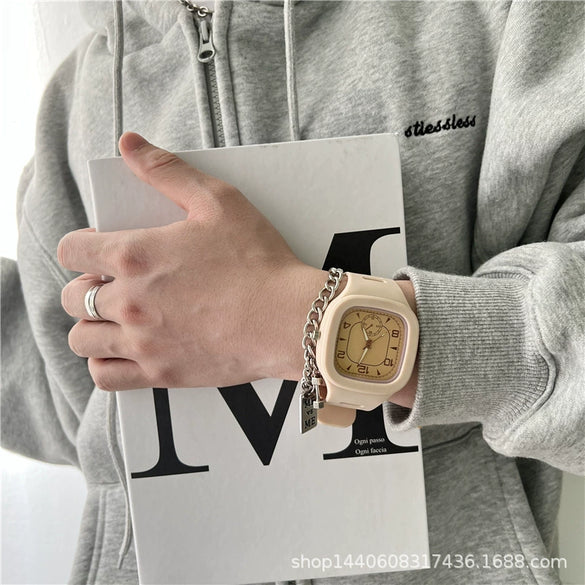 Alloy Case Sports Square Watch For Male And Female Students Klein Blue Waterproof