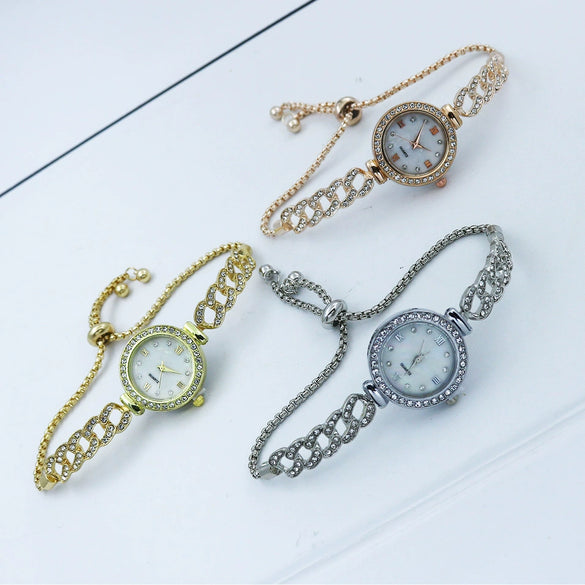 Alloy Casual Women's Round Diamond Quartz Watch