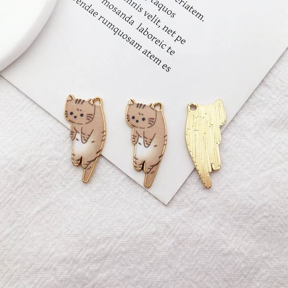 Alloy Cat Dripping Oil Pendant Accessories For Diy Jewelry