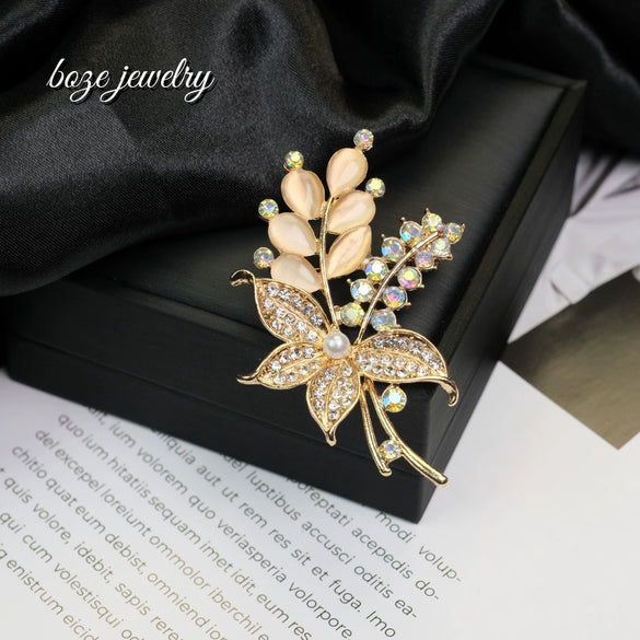 Alloy Cat's Eye Stone Brooch Electroplating Geometric Style Antiglare Unisex Accessories