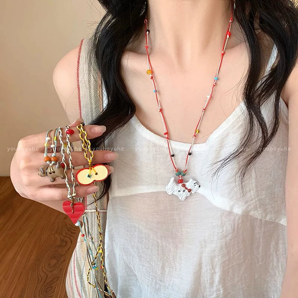 Alloy Ceramic Animal Zodiac Shaped Electroplated Women's Clavicle Chain Necklace