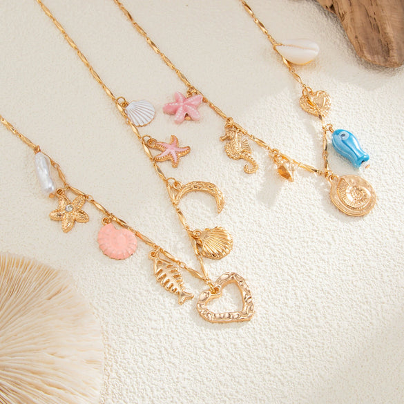 Alloy Ceramic Animal Zodiac Sweet Style Electroplated Pendant Necklace