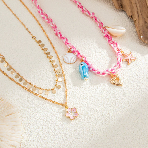 Alloy Ceramic Animal Zodiac Sweet Style Electroplated Pendant Necklace