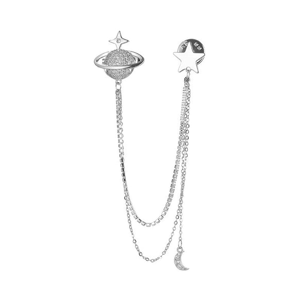 Alloy Chain Tassel Planet Brooch For Women With Electroplating Treatment