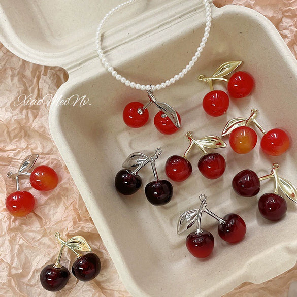 Alloy Cherry Pendant Electroplated Handmade Jewelry Accessories Bracelet Necklace