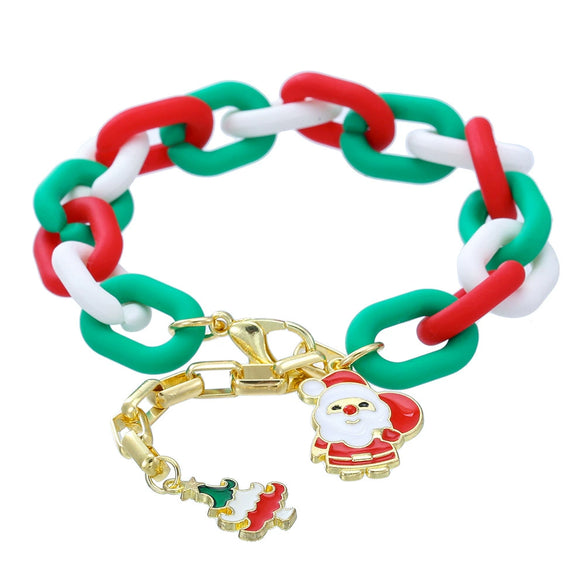Alloy Christmas Bracelet Set With Little Snowman Santa Claus Pendant Electroplated Unisex Festive Animal Zodiac Style