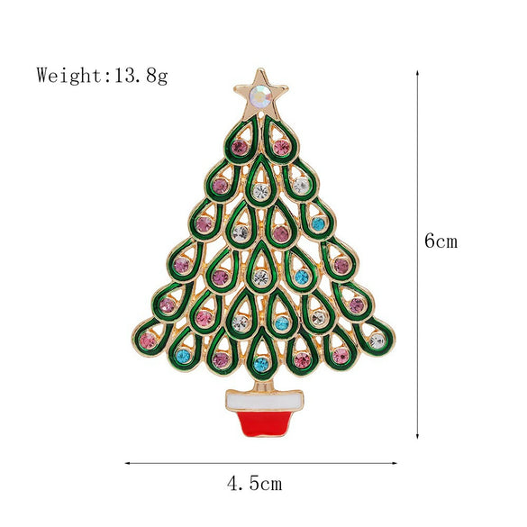 Alloy Christmas Brooch With Cartoon Christmas Tree Old Man And Snowman Designs Dripping Oil Finish Merry Christmas Pin For Women And Men