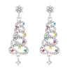 Alloy Christmas Earrings With Colorful Tassel And Christmas Tree Design Geometric Pattern Diamond Inlay For Women