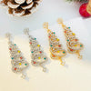 Alloy Christmas Earrings With Colorful Tassel And Christmas Tree Design Geometric Pattern Diamond Inlay For Women