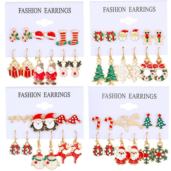 Alloy Christmas Earrings With Geometric Pattern And Electroplating Treatment For Women