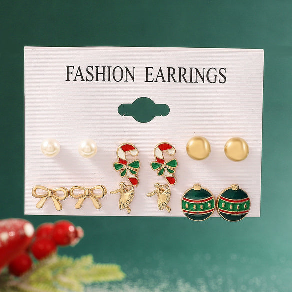 Alloy Christmas Earrings With Oil Snowflake Christmas Tree Elk Patterns For Women Electroplated