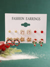Alloy Christmas Earrings With Oil Snowflake Christmas Tree Elk Patterns For Women Electroplated