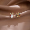 Alloy Christmas Fantasy Earrings With Snowflake Elk Pattern Electroplated For Women