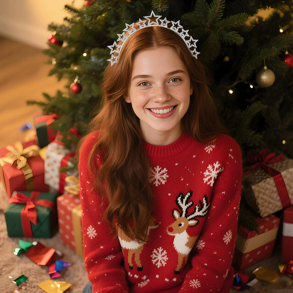 Alloy Christmas Headband With Star And Letter Crystal Dripping Oil Design Women's Fashion