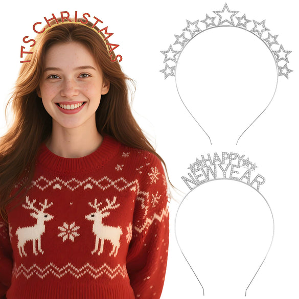 Alloy Christmas Headband With Star And Letter Crystal Dripping Oil Design Women's Fashion
