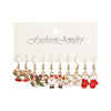 Alloy Christmas Oil Drop Geometric Earrings With Snowflake Bell Cartoon Elements Highend Electroplated