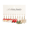 Alloy Christmas Oil Drop Geometric Earrings With Snowflake Bell Cartoon Elements Highend Electroplated