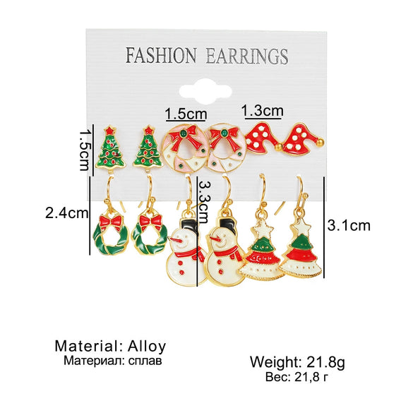 Alloy Christmas Series Cartoon Characters Dripping Oil Snowflake Bell Women's Earrings