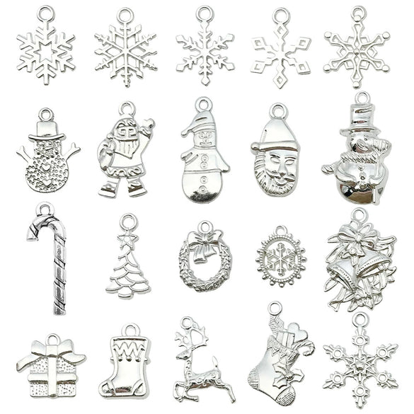 Alloy Christmas Series Pendant Accessories With Snowman Christmas Tree Deer Snowflake Natural Style Electroplating Treatment