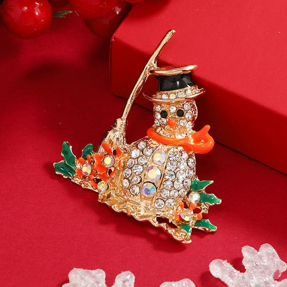Alloy Christmas Snowman Brooch Electroplated With Women's Style And Socks Pattern