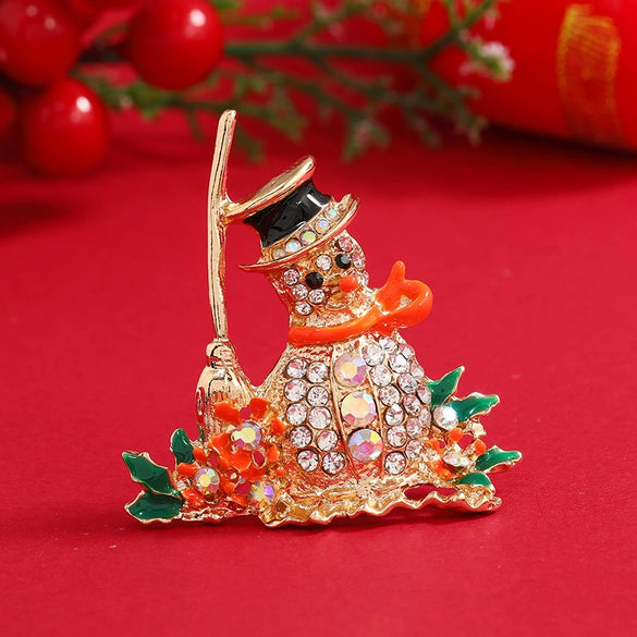 Alloy Christmas Snowman Brooch Electroplated With Women's Style And Socks Pattern