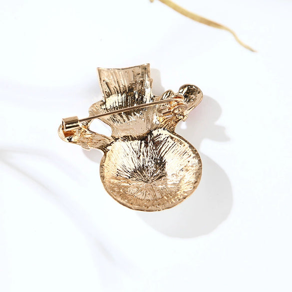 Alloy Christmas Snowman Cartoon Brooch Pin With Dripping Oil Finish And Gemstone Accents For Unisex Clothing Accessories