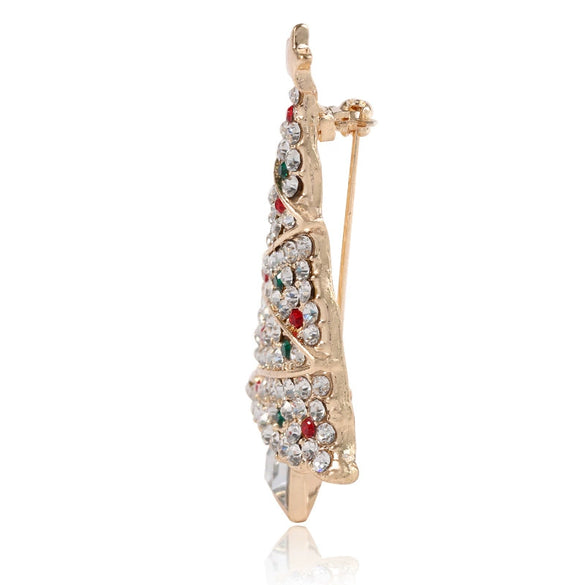 Alloy Christmas Tree Brooch Electroplated For Women