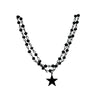 Alloy Clavicle Chain Star Pattern Doublelayer Stacked Necklace For Women Spray Painted