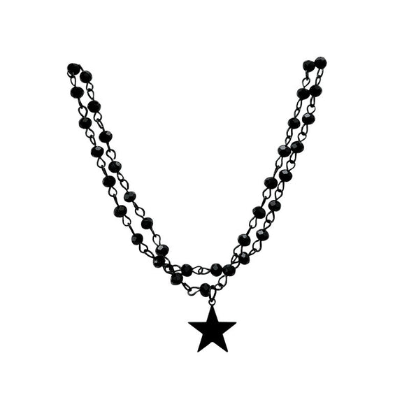 Alloy Clavicle Chain Star Pattern Doublelayer Stacked Necklace For Women Spray Painted