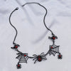 Alloy Clavicle Chain With Black Spider Web Pattern Retro Gothic Style Pendant Electroplated For Women