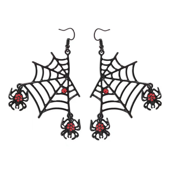Alloy Clavicle Chain With Black Spider Web Pattern Retro Gothic Style Pendant Electroplated For Women