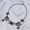 Alloy Clavicle Chain With Black Spider Web Pattern Retro Gothic Style Pendant Electroplated For Women