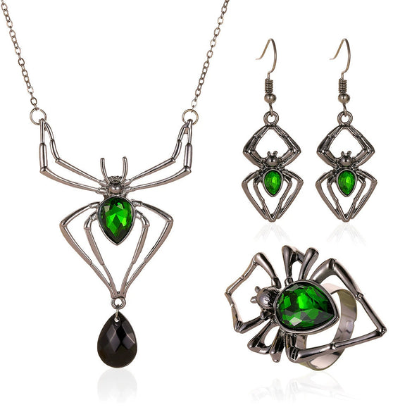 Alloy Clavicle Chain With Black Spider Web Pattern Retro Gothic Style Pendant Electroplated For Women