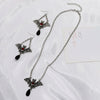 Alloy Clavicle Chain With Black Spider Web Pattern Retro Gothic Style Pendant Electroplated For Women