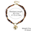 Alloy Clavicle Chain With Heart Shape Pendant Electroplated Leopard Print For Women