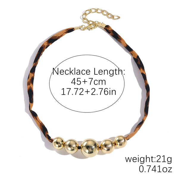 Alloy Clavicle Chain With Heart Shape Pendant Electroplated Leopard Print For Women