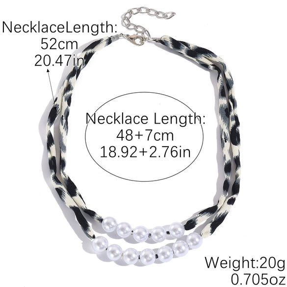 Alloy Clavicle Chain With Heart Shape Pendant Electroplated Leopard Print For Women