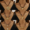 Alloy Clavicle Chain With Heart Shape Pendant Electroplated Leopard Print For Women