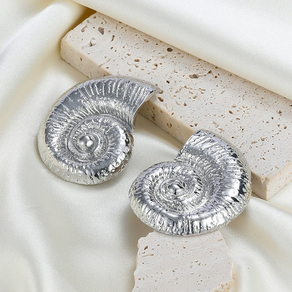 Alloy Conch Earrings Geometric Style Electroplating For Women