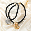 Alloy Conch Pendant Necklace For Women Black Rope Snake Bone Chain Electroplated Geometric Pattern Animal Style